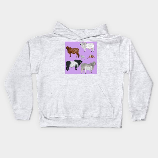 Brahman Cattle Purple Kids Hoodie by TrapperWeasel